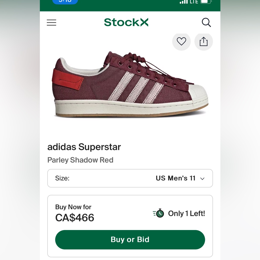 Adidas Superstar Parley Shadow Red Sneakers